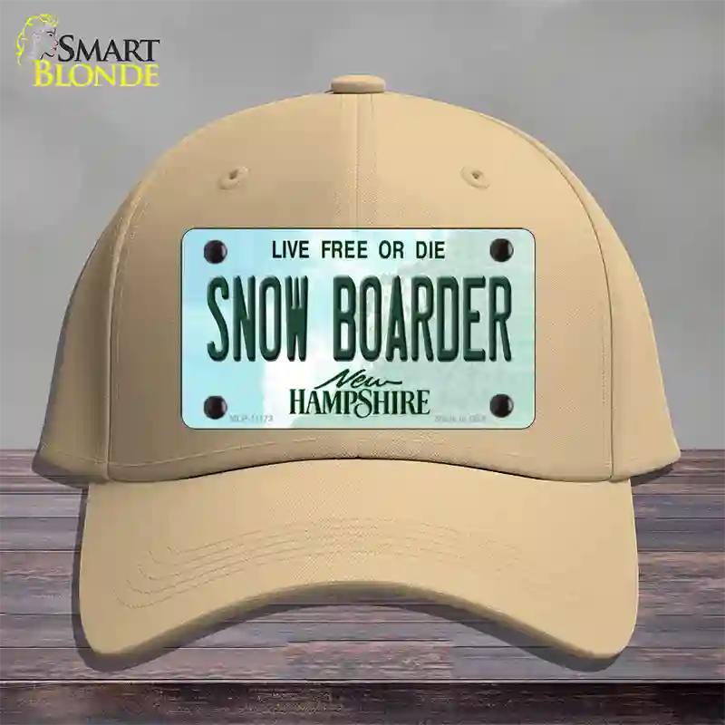 Snow Boarder New Hampshire State Novelty License Plate Hat Cotton / Khaki