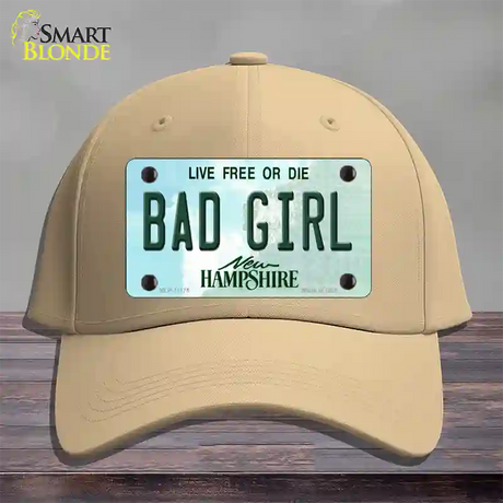 Bad Girl New Hampshire State Novelty License Plate Hat Cotton / Khaki