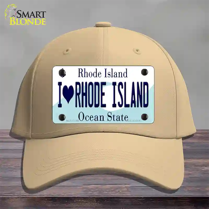 I Love Rhode Island State Novelty License Plate Hat Cotton / Khaki