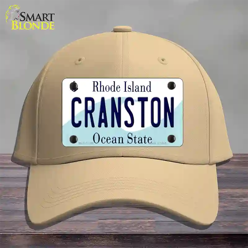 Cranston Rhode Island State Novelty License Plate Hat Cotton / Khaki