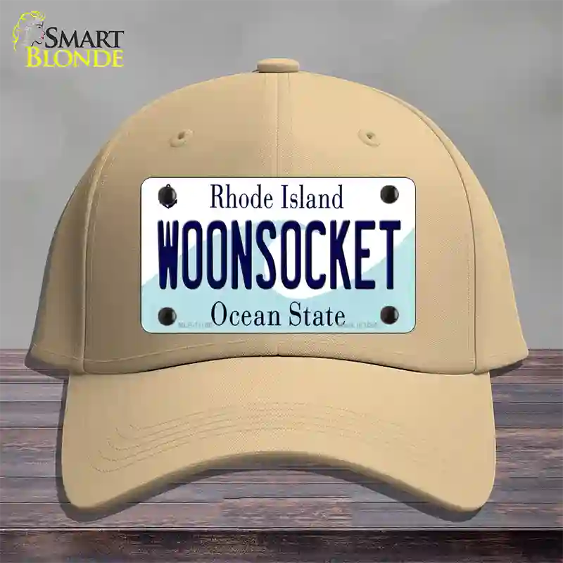 Woonsocket Rhode Island State Novelty License Plate Hat Cotton / Khaki