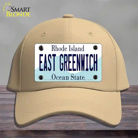 East Greenwich Rhode Island State Novelty License Plate Hat Cotton / Khaki