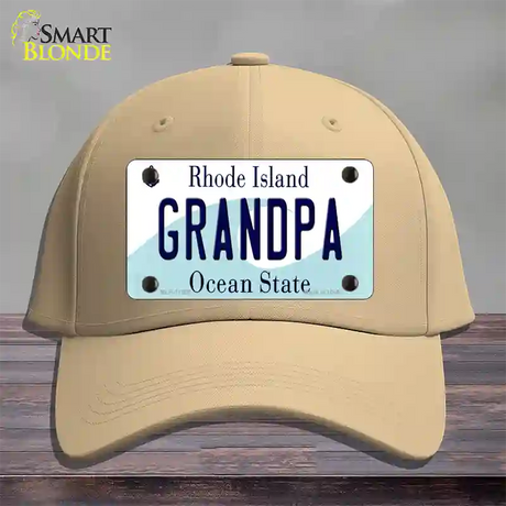 Grandpa Rhode Island State Novelty License Plate Hat Cotton / Khaki