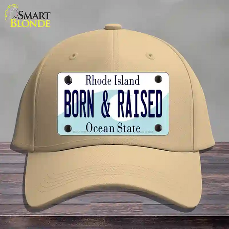 Born and Raised Rhode Island State Novelty License Plate Hat Cotton / Khaki