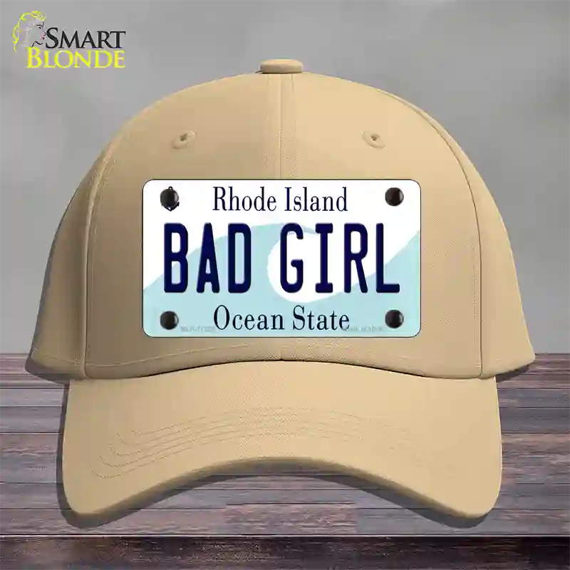 Bad Girl Rhode Island State Novelty License Plate Hat Cotton / Khaki