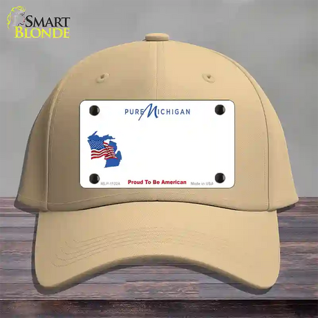 Pure Michigan Proud To Be American Novelty License Plate Hat Cotton / Khaki