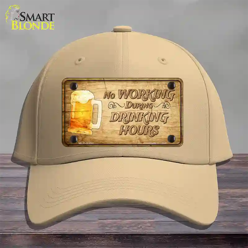 No Working During Drinking Hours Novelty License Plate Hat Cotton / Khaki