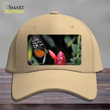 Butterfly On Red Flower Novelty License Plate Hat Cotton / Khaki