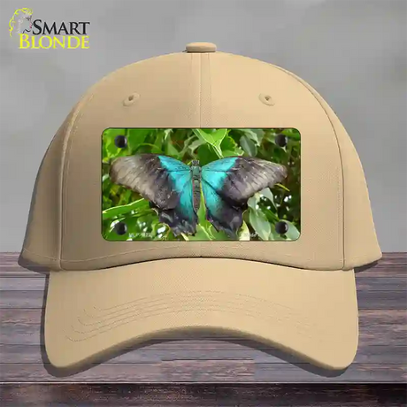 Butterfly Blue and Black Novelty License Plate Hat Cotton / Khaki