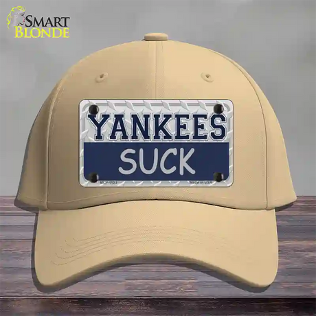 Yankees Suck Novelty License Plate Hat Cotton / Khaki