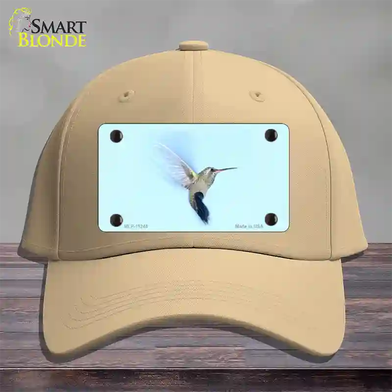 Hummingbird In Flight, Blue Novelty License Plate Hat Cotton / Khaki