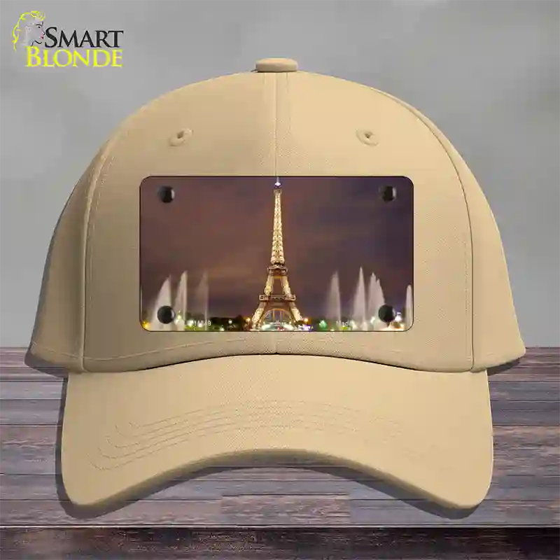 Eiffel Tower Night With Fountain Novelty License Plate Hat Cotton / Khaki