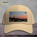 Eiffel Tower Night With River and Bridge Novelty License Plate Hat Cotton / Khaki