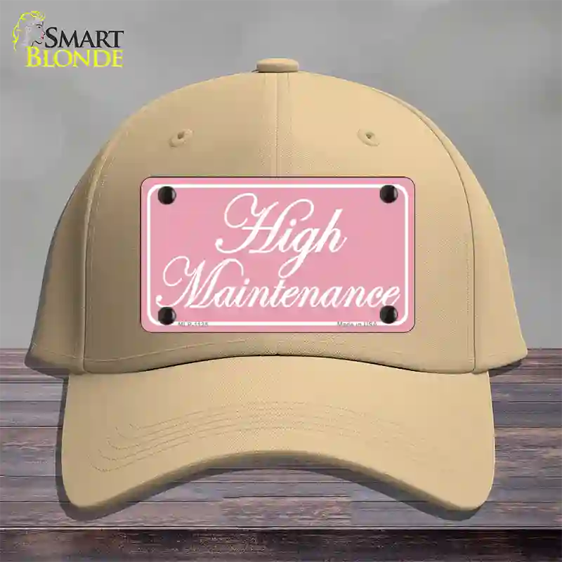 High Maintenance Novelty License Plate Hat Cotton / Khaki