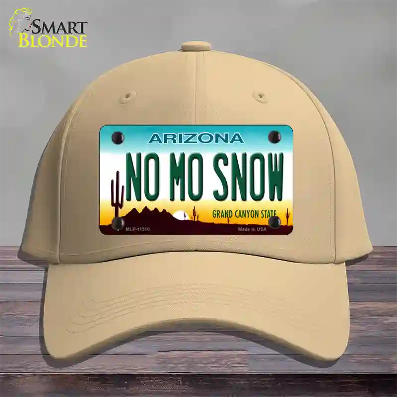 No Mo Snow Novelty License Plate Hat Cotton / Khaki