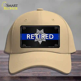 Thin Blue Line Retired Police Novelty License Plate Hat Cotton / Khaki