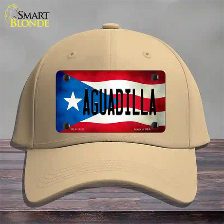 Aguadilla Puerto Rico Flag Novelty License Plate Hat Cotton / Khaki