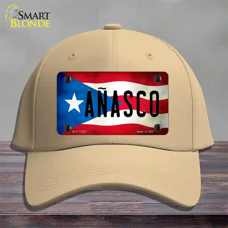 Anasco Puerto Rico Flag Novelty License Plate Hat Cotton / Khaki