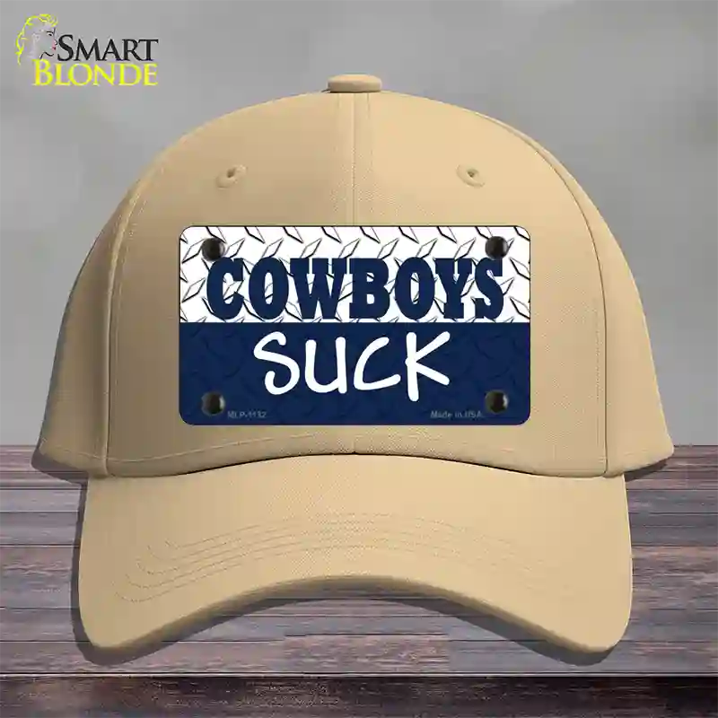 Cowboys Suck Novelty License Plate Hat Cotton / Khaki