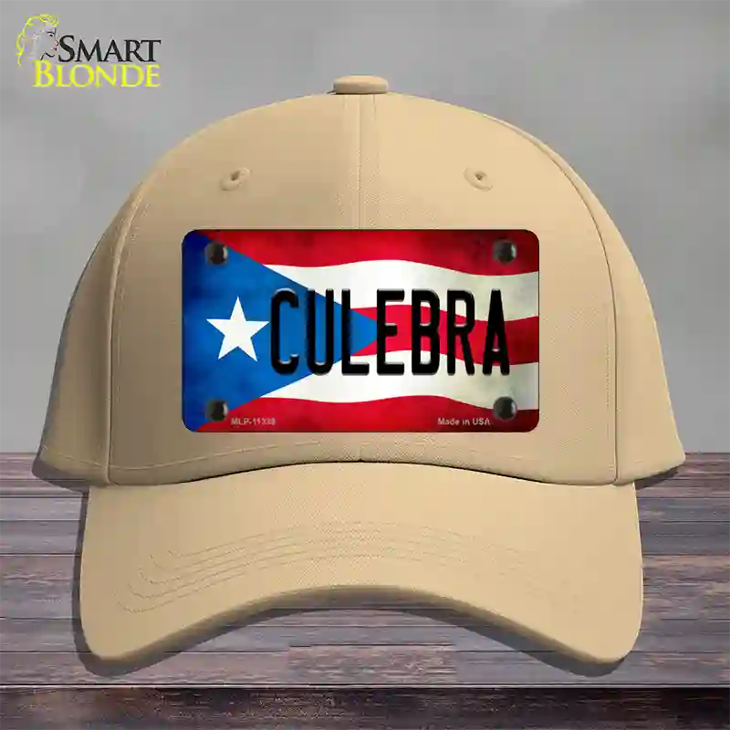 Culebra Puerto Rico Flag Novelty License Plate Hat Cotton / Khaki