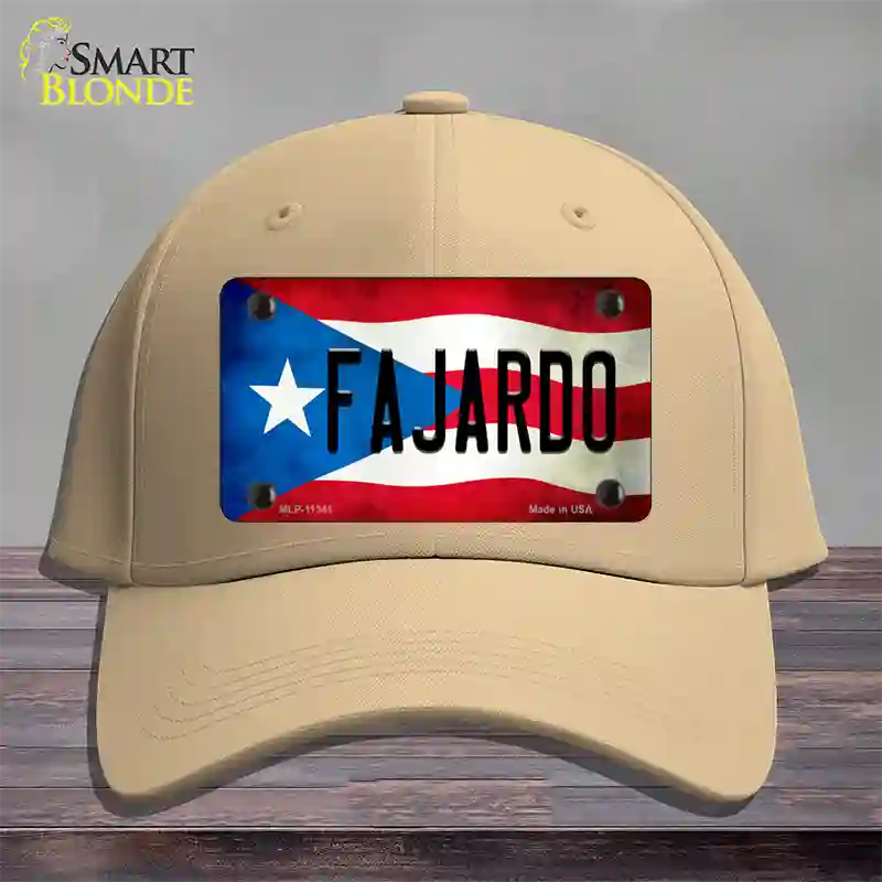 Fajardo Puerto Rico Flag Novelty License Plate Hat Cotton / Khaki