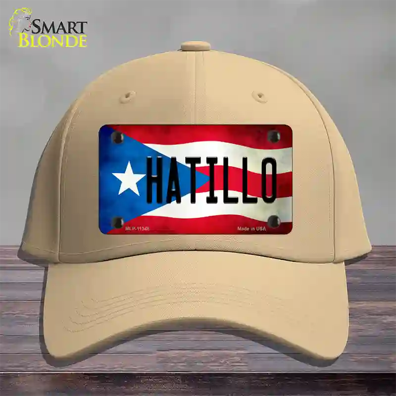 Hatillo Puerto Rico Flag Novelty License Plate Hat Cotton / Khaki