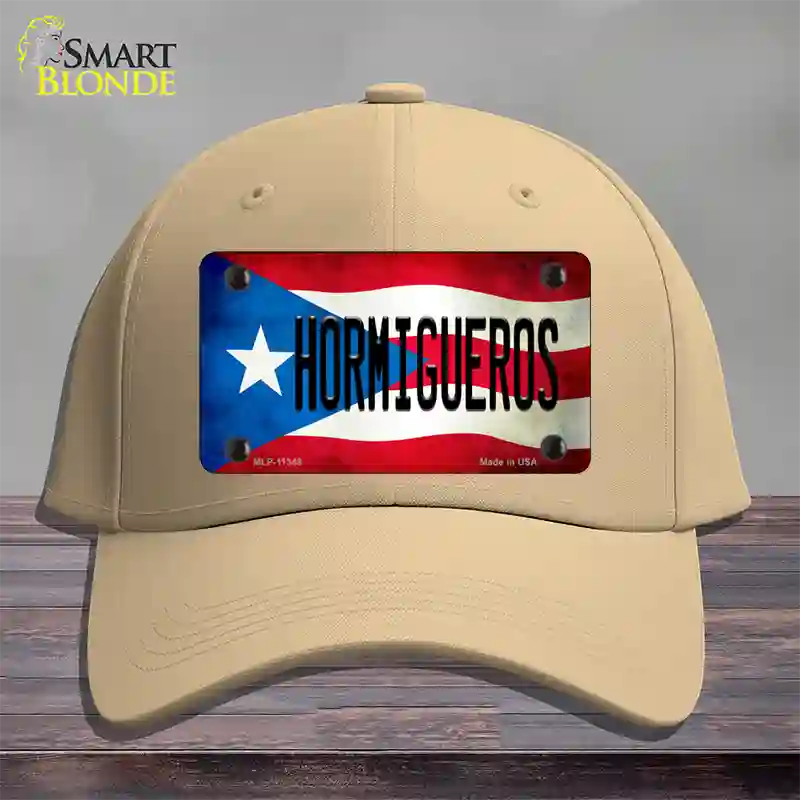 Hormigueros Puerto Rico Flag Novelty License Plate Hat Cotton / Khaki