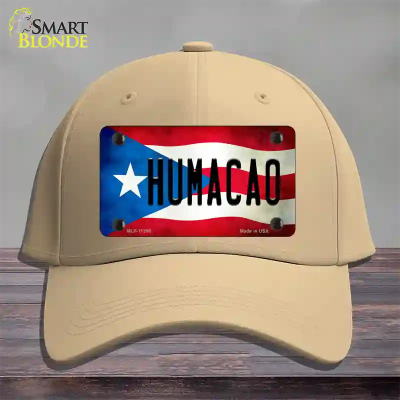 Humacao Puerto Rico Flag Novelty License Plate Hat Cotton / Khaki