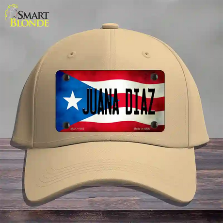 Juana Diaz Puerto Rico Flag Novelty License Plate Hat Cotton / Khaki