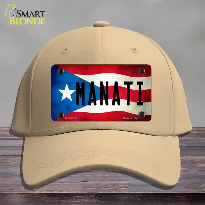 Manati Puerto Rico Flag Novelty License Plate Hat Cotton / Khaki