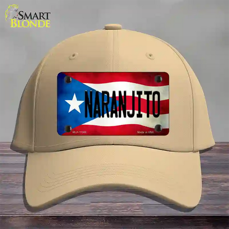 Naranjito Puerto Rico Flag Novelty License Plate Hat Cotton / Khaki