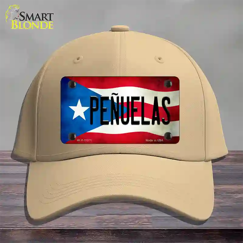 Penuelas Puerto Rico Flag Novelty License Plate Hat Cotton / Khaki