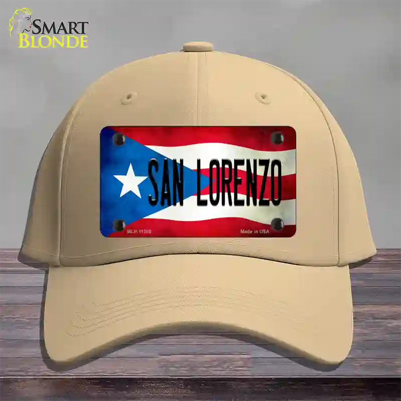 San Lorenzo Puerto Rico Flag Novelty License Plate Hat Cotton / Khaki