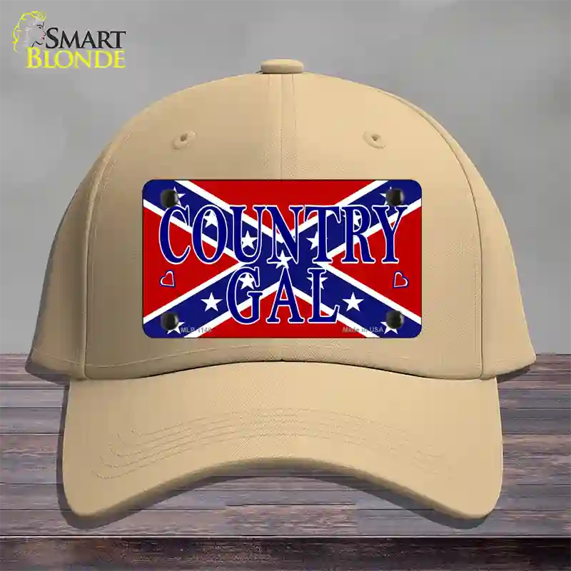 Confederate Country Gal Novelty License Plate Hat Cotton / Khaki