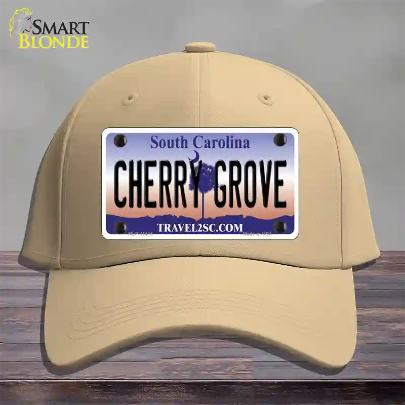 Cherry Grove South Carolina Novelty License Plate Hat Cotton / Khaki