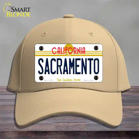 Sacramento California Novelty License Plate Hat Cotton / Khaki