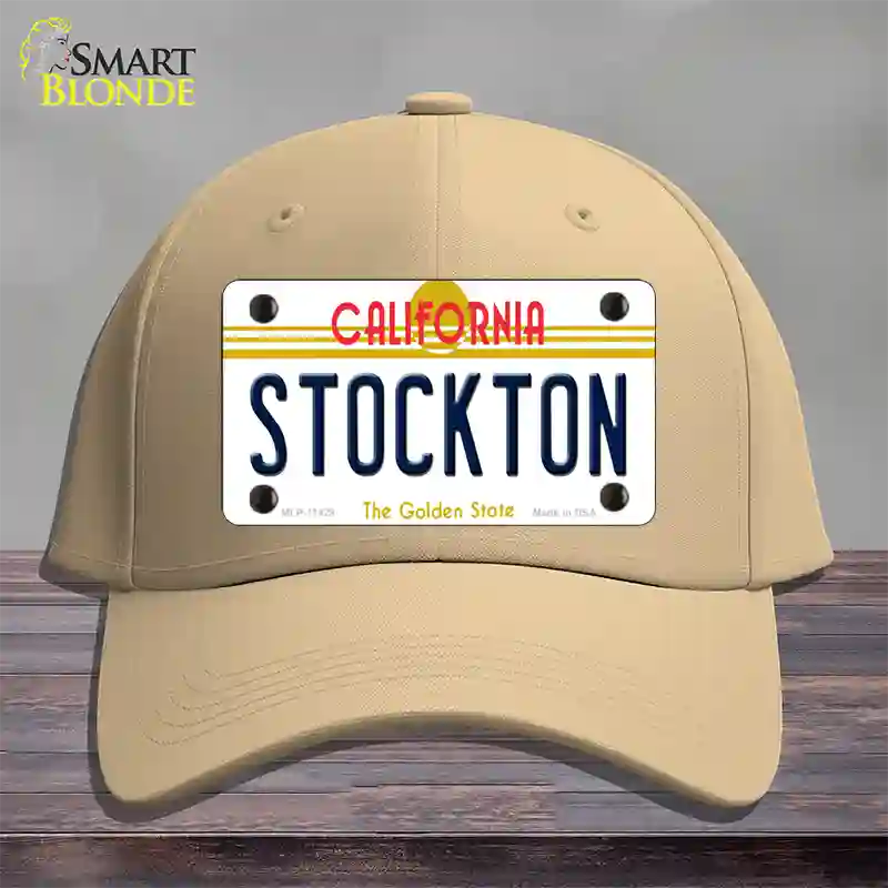 Stockton California Novelty License Plate Hat Cotton / Khaki