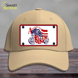 American Patriotic Biker Novelty License Plate Hat Cotton / Khaki