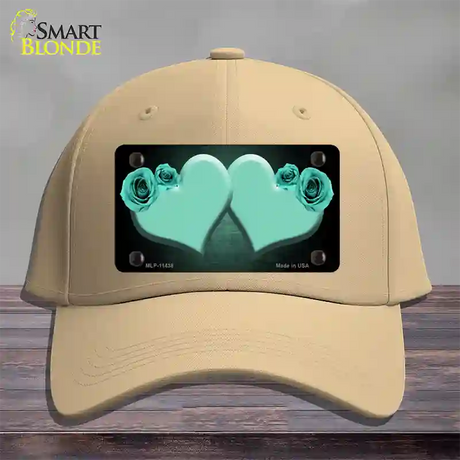 Hearts Over Roses In Mint Novelty License Plate Hat Cotton / Khaki