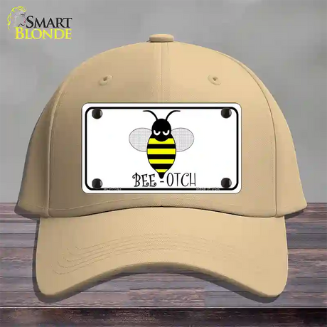 Bee-otch Novelty License Plate Hat Cotton / Khaki