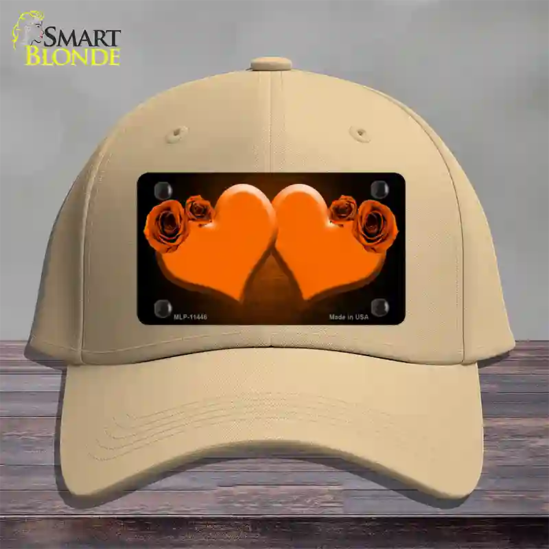 Hearts Over Roses In Orange Novelty License Plate Hat Cotton / Khaki