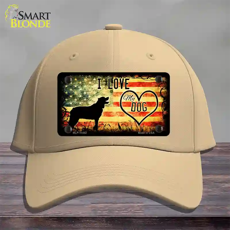 I Love My Dog Novelty License Plate Hat Cotton / Khaki