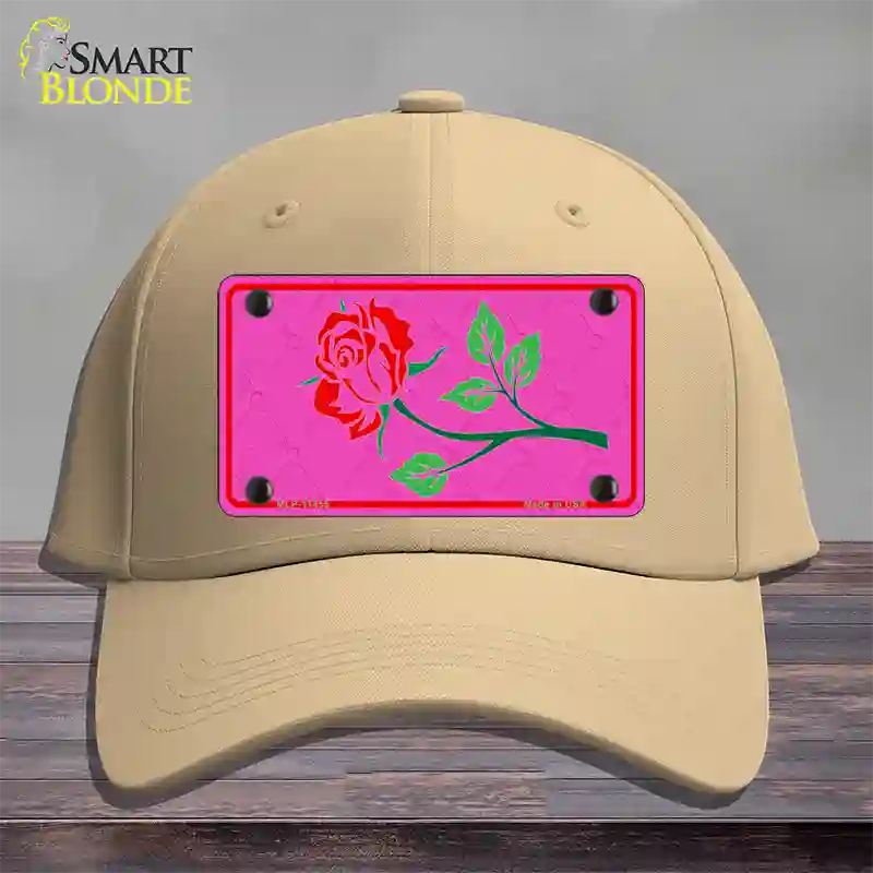 Illustrated Rose On Pink Chaise Lounge Novelty License Plate Hat Cotton / Khaki