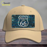 Route 66 Blue Brick Wall Novelty License Plate Hat Cotton / Khaki