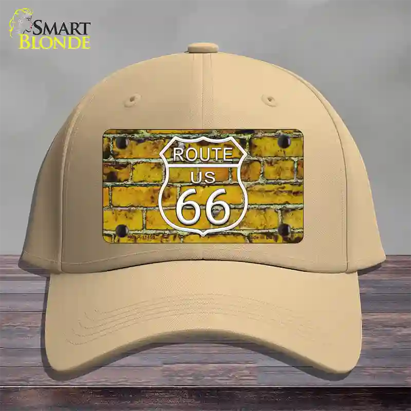 Route 66 Yellow Brick Wall Novelty License Plate Hat Cotton / Khaki