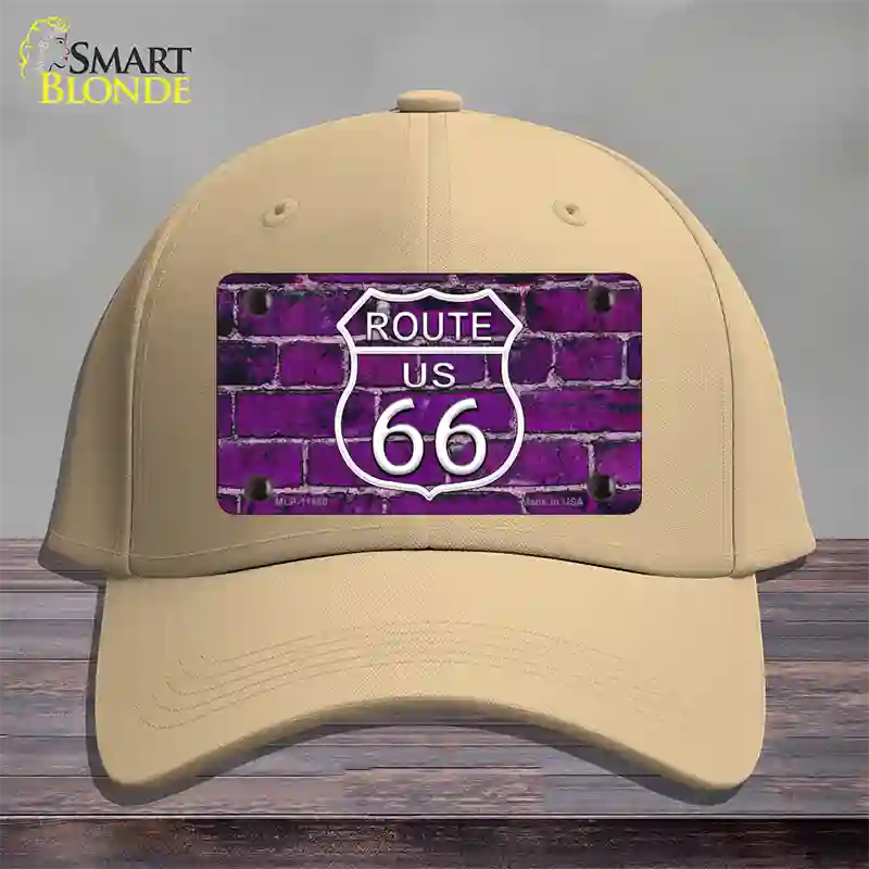 Route 66 Purple Brick Wall Novelty License Plate Hat Cotton / Khaki