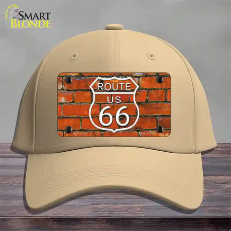 Route 66 Orange Brick Wall Novelty License Plate Hat Cotton / Khaki