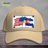 Colorado Crossed US Flag Novelty License Plate Hat Cotton / Khaki