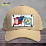 Delaware Crossed US Flag Novelty License Plate Hat Cotton / Khaki