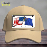 Nevada Crossed US Flag Novelty License Plate Hat Cotton / Khaki